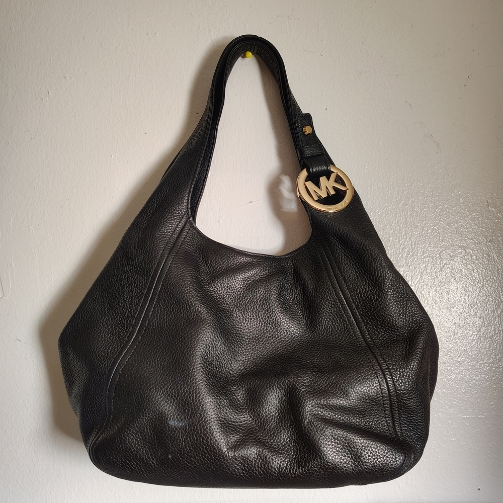 Michael Kors | Black Pebbled Leather Hobo Shoulder Bag